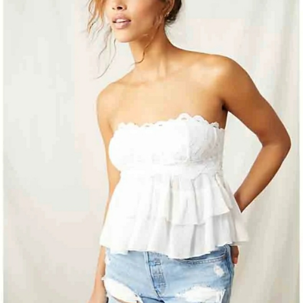 Free People Adella Tan Bustier Tiered Top
